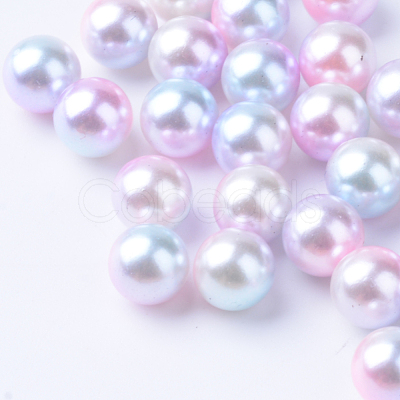 Rainbow Acrylic Imitation Pearl Beads X-OACR-R065-5mm-02-1