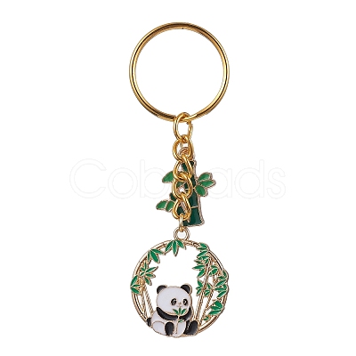 Panda & Bamboo Alloy Enamel Pendant Keychains KEYC-JKC00629-04-1