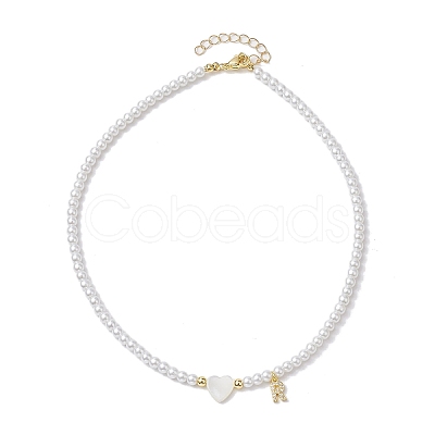 Brass Micro Pave Grade AAA Cubic Zirconia Letter Pendant Necklaces NJEW-JN04771-18-1
