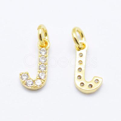 Brass Micro Pave Grade AAA Cubic Zirconia Charms ZIRC-P067-11G-J-NR-1