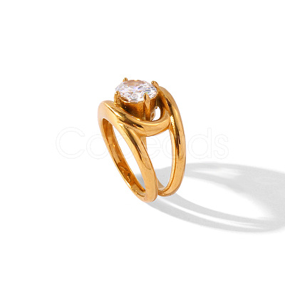 Stainless Steel & Cubic Zirconia Finger Rings FS-WG8A7D9-01-1