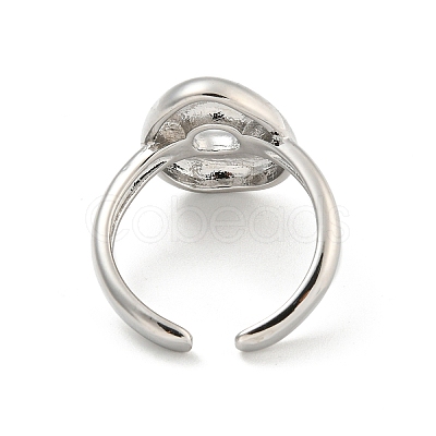 Brass Letter Open Cuff Rings for Women RJEW-G313-01O-P-1