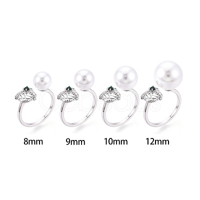 Gift Box Shape Brass Micro Pave Clear Cubic Zirconia & Glass Cuff Ring Settings KK-T076-44P-1