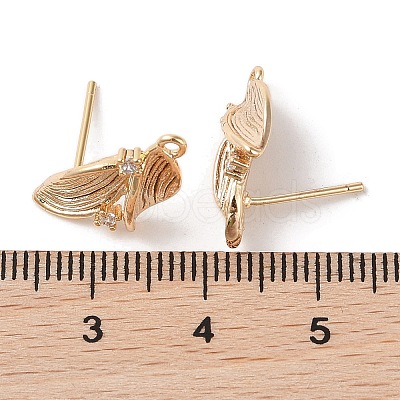 Brass with Clear Cubic Zirconia Stud Earring Findings KK-G491-57A-G-1