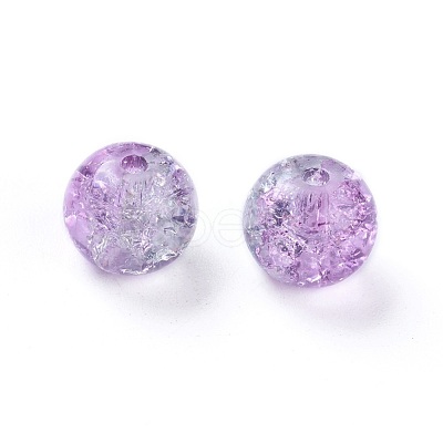 5 Colors Spray Painted & Baking Paint Crackle Glass Beads CCG-X0010-02-8mm-1