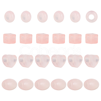 24Pcs 4 Styles Natural Rose Quartz European Beads G-AR0005-34-1