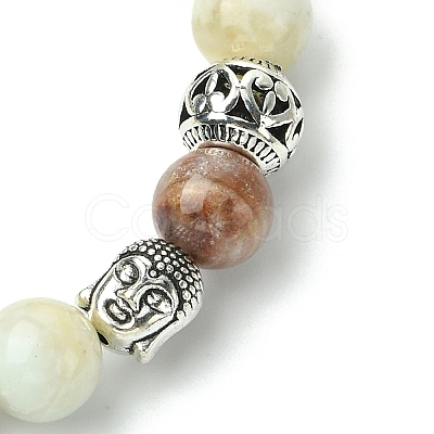 Natural Flower Amazonite Beads Stretch Bracelets BJEW-JB03849-02-1