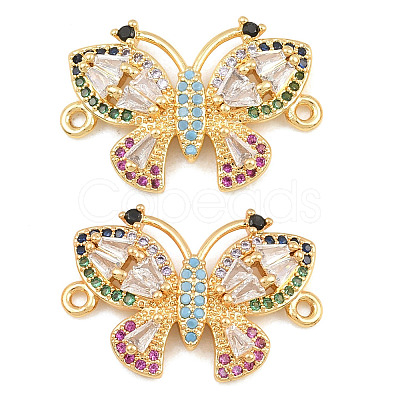 Brass Micro Pave Colorful Cubic Zirconia Connector Charms CU-CBA908F-04G-05-1