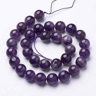 15 inch Round Natural Amethyst Beads Strands X-GSR12mmC062-1