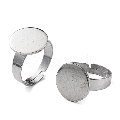 Non-Tarnish Adjustable 304 Stainless Steel Finger Rings Components STAS-F149-21P-E-1