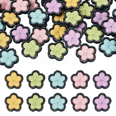 50Pcs 5 Colors Sakura Opaque Resin Cabochons CRES-TA0001-74-1