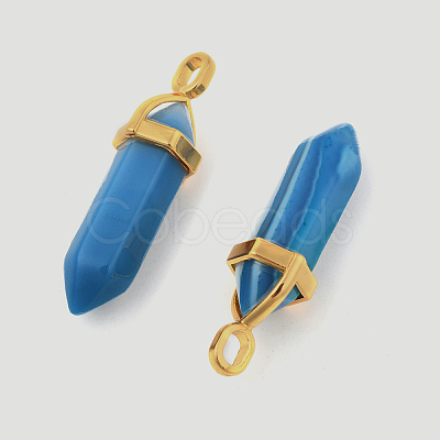 Natural Banded Agate Pointed Pendants G-G902-A09-1