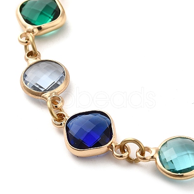 Colorful Glass Link Chain Bracelets BJEW-B075-02-1