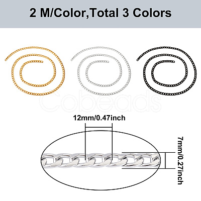 Yilisi 6M 3 Colors Oxidated Aluminium Twisted Chains CHA-YS0001-03-1