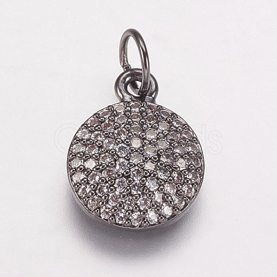 Brass Cubic Zirconia Charms KK-P134-25B-1