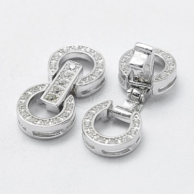 Anti-Tarnish Rhodium Plated 925 Sterling Silver Cubic Zirconia Watch Band Clasps STER-F037-124P-1