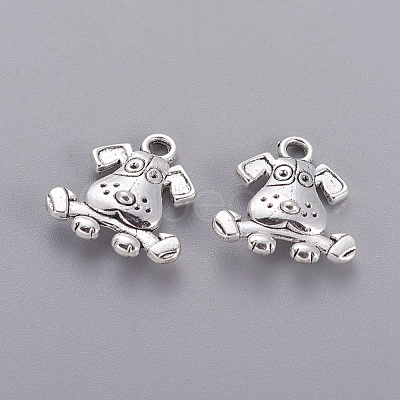 Tibetan Style Puppy Pendants X-TIBEP-R166-AS-LF-1