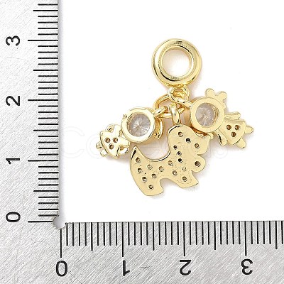 Brass Micro Pave Clear Cubic Zirconia European Dangle Charms LS-KK-K368-30G-1
