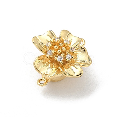 Flower Brass Micro Pave Clear Cubic Zirconia Box Clasps KK-H537-23A-G-1