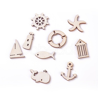 Sailing Theme Wooden Cabochons/Pendants WOOD-I003-05-1