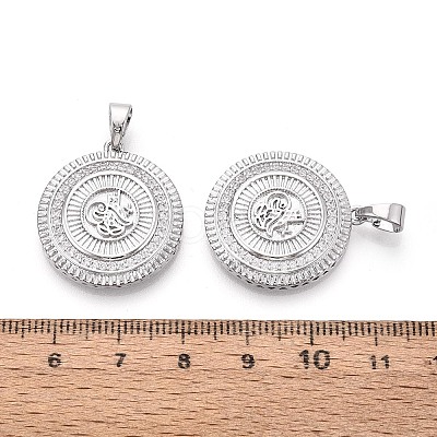 Brass Pave Clear Cubic Zirconia Pendants KK-T081-09P-1