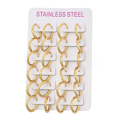 PVD Vacuum Plating 202 Stainless Steel Huggie Oval Hoop Earrings EJEW-H003-07G-06-1