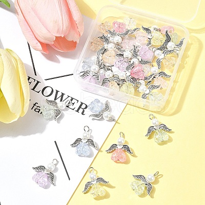 30Pcs Angel Acrylic & Glass Pendant PALLOY-FZ00016-1