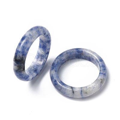 Natural Blue Spot Jasper Plain Band Ring RJEW-P044-01A-02-1