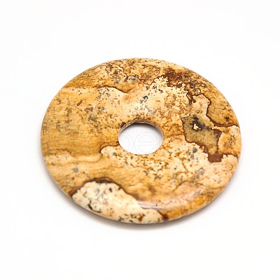 Donut/Pi Disc Natural Gemstone Pendants G-L234-40mm-11-1
