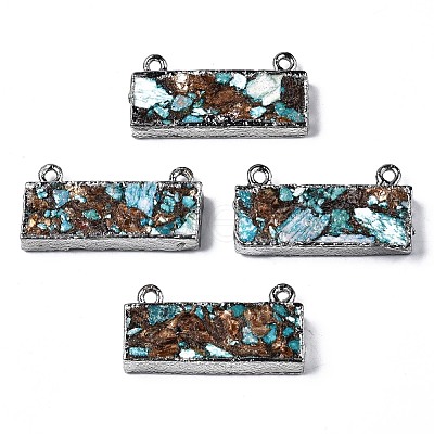 Assembled Natural Bronzite & Synthetic Turquoise & Imperial Jasper Pendants Links G-N330-033-1