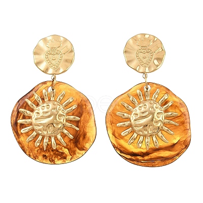304 Stainless Steel & Resin Stud Dangle Earrings for Women SA-CBA717A-01G-01-1