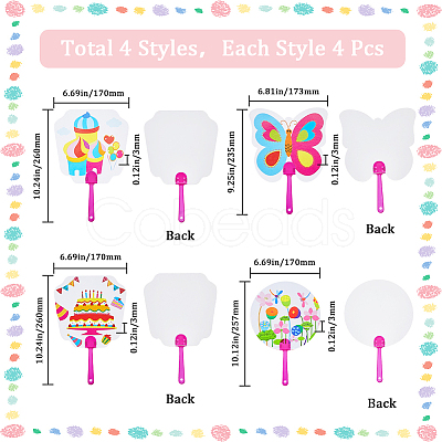 16Pcs 4 Styles Paper Hand Held Fan DIY-GF0010-33-1