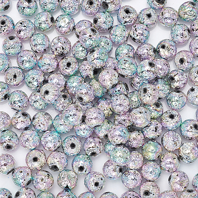 Electroplated Natural Lava Rock Beads G-NB0001-93-1