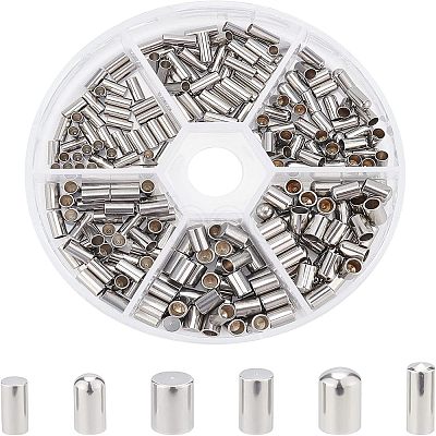 Unicraftale 240Pcs 6 Style Stainless Steel Cord Ends STAS-UN0025-46-1