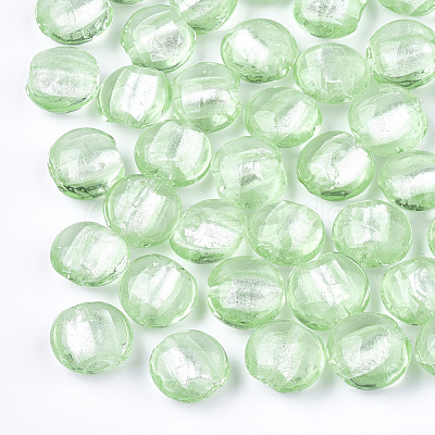 Handmade Silver Foil Lampwork Glass Beads SLF12MMY-1J-1