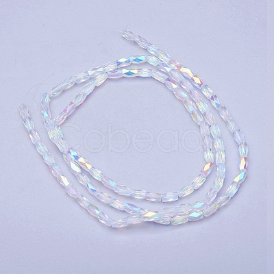 Electroplate Transparent Glass Beads Strands EGLA-E046-C01-1