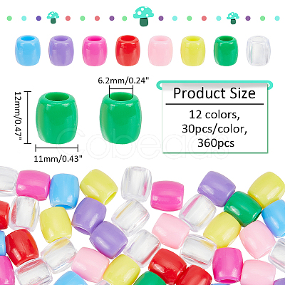 Nbeads 360Pcs 12 Colors Plastic European Beads KY-NB0001-66-1