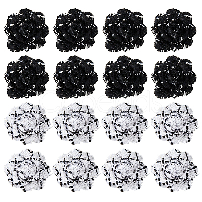 16Pcs 2 Colors Nylon Flower Ornament Accesories DIY-FH0007-90-1