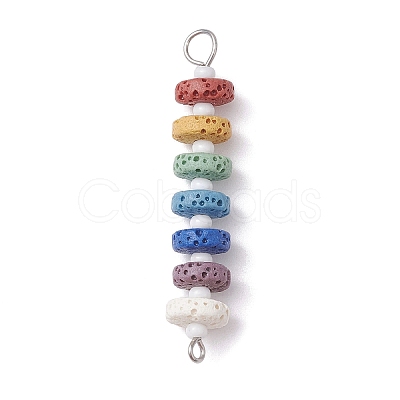 10Pcs Dyed Natural Lava Rock Connector Charms PALLOY-JF02546-03S-1