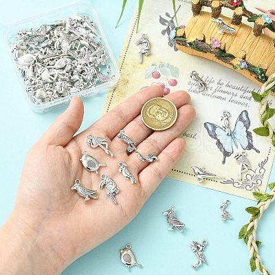 80Pcs 8 Styles Tibetan Style Alloy Pendants FIND-CJ0006-09-1