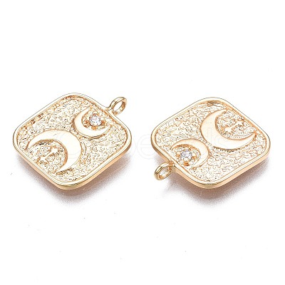 Brass Micro Pave Clear Cubic Zirconia Pendants KK-N232-250-1