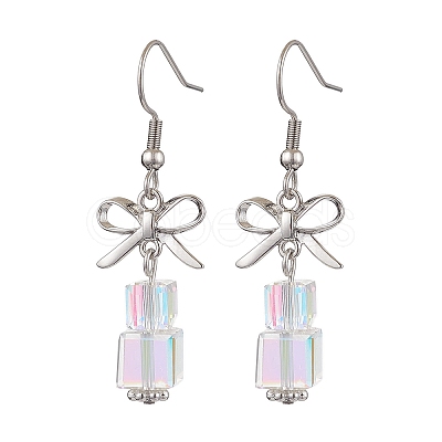 Brass with Glass Dangle Earrings for Women EJEW-TA00550-1