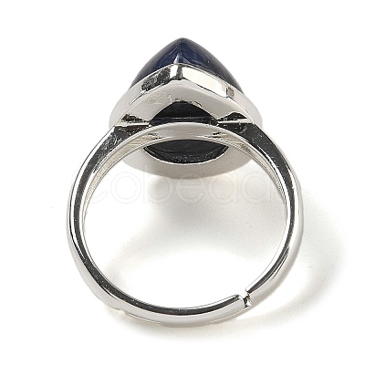 Natural Lapis Lazuli Teardrop Adjustable Rings RJEW-K371-08S-20-1