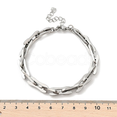 304 Stainless Steel Rectangle Link Chains Bracelets for Men & Women BJEW-D042-46P-1