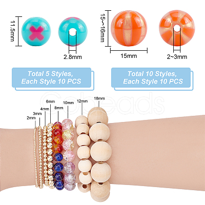 150Pcs 15 Style Opaque Acrylic Beads Sets SACR-PH0002-14-1