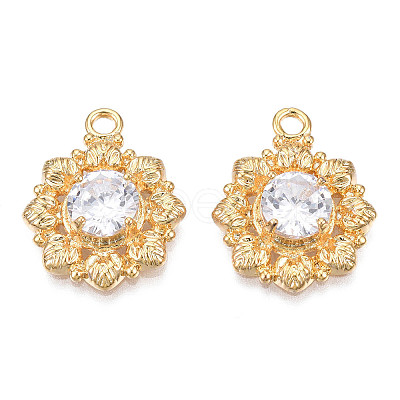 Brass Micro Pave Cubic Zirconia Pendants KK-N216-369-1