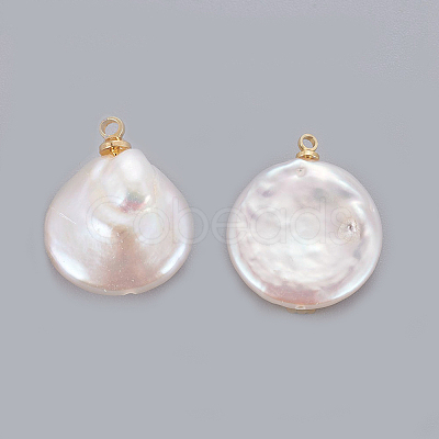Natural Cultured Freshwater Pearl Pendants PEAR-J004-30G-1