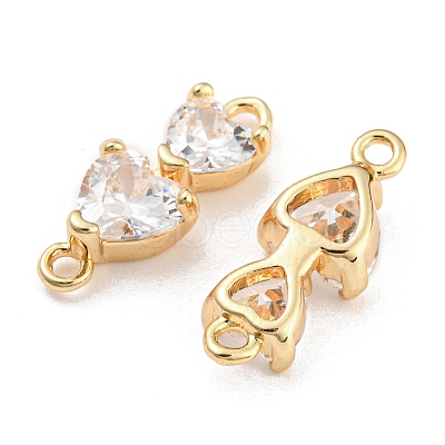 Brass Pave Clear Cubic Zirconia Connector Charms KK-Q789-07G-1