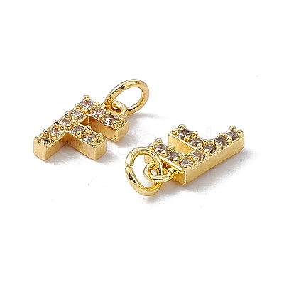 Real 18K Gold Plated Brass Micro Pave Clear Cubic Zirconia Charms KK-E068-VB452-F-1