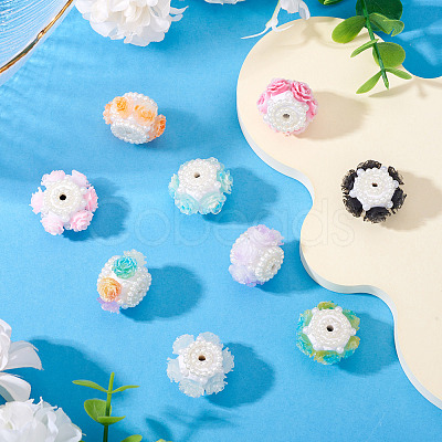 7Pcs 7 Colors Polymer Clay with Imitation Pearl Beads CLAY-TA0001-78-1